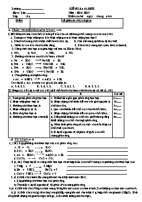 Kiểm tra 45 phút môn học Hoá Học khối 8
